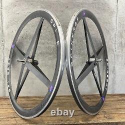 Vintage Spinergy Rev X Carbon Fiber Wheel Set 700c 4 Spoke Clincher Cassette 130