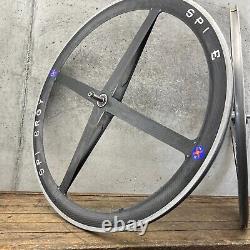 Vintage Spinergy Rev X Carbon Fiber Wheel Set 700c 4 Spoke Clincher Cassette 130