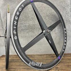 Vintage Spinergy Rev X Carbon Fiber Wheel Set 700c 4 Spoke Clincher Cassette 130