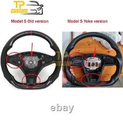 YOKE Matte Carbon Fiber Steering Wheel fit for Tesla Model S 2014-2023 Black