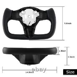 Yoke Steering Wheel For Tesla Model 3/Y 2017-2023 withHeating Carbon Fiber Black