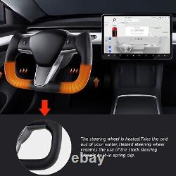 Yoke Steering Wheel For Tesla Model 3/Y 2017-2023 withHeating Carbon Fiber Black