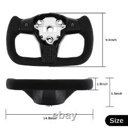 Yoke Steering Wheel For Tesla Model 3& Y 2017+ Alcantara & Carbon Fiber withHeated