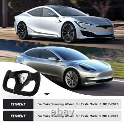 Yoke Steering Wheel For Tesla Model 3& Y 2017+ Alcantara & Carbon Fiber withHeated
