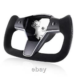 Yoke Steering Wheel For Tesla Model 3 &Y 2017 + withHeated Alcantara&Carbon Fiber