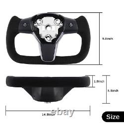 Yoke Steering Wheel For Tesla Model 3 &Y 2017 + withHeated Alcantara&Carbon Fiber