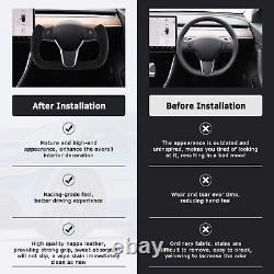 Yoke Steering Wheel For Tesla Model 3 &Y 2017 + withHeated Alcantara&Carbon Fiber