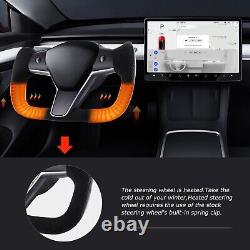 Yoke Steering Wheel For Tesla Model 3 &Y 2017 + withHeated Alcantara&Carbon Fiber