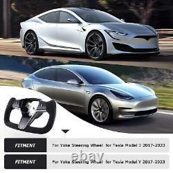 Yoke Steering Wheel For Tesla Model 3 &Y 2017 + withHeated Alcantara&Carbon Fiber