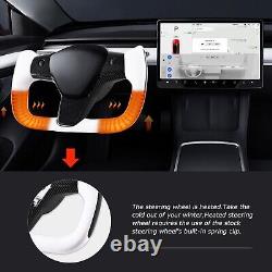Yoke Steering Wheel For Tesla Model Y/3 Leather& Carbon Fiber 2017-2023 withHeated