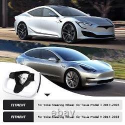 Yoke Steering Wheel For Tesla Model Y/3 Leather& Carbon Fiber 2017-2023 withHeated