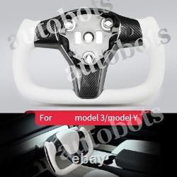 Yoke Steering Wheel Glossy Carbon Fiber For Tesla Model 3/Y 2017-2023 with Heating