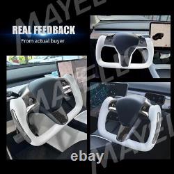 Yoke Steering Wheel Glossy Carbon Fiber For Tesla Model 3/Y 2017-2023 with Heating