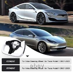 Yoke Steering Wheel withHeating For Tesla Model 3/Y 2017-2023 Square Carbon Fiber