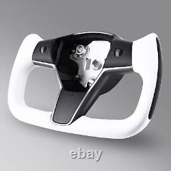 Yoke Steering Wheel withHeating For Tesla Model 3&Y Leather&Carbon Fiber 2017-2023