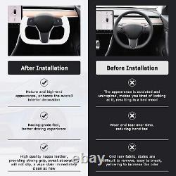 Yoke Steering Wheel withHeating For Tesla Model 3&Y Leather&Carbon Fiber 2017-2023