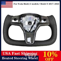 Yoke Steering Wheel with Heating Carbon Fiber For Tesla Model 3/Y 2017-2022 US