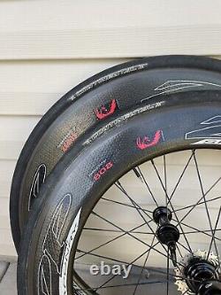 Zipp 808 Firecrest Carbon Clincher Rim Brake Wheelset. 9-10speed